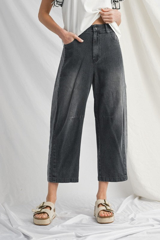 Washed Denim Harem Pants