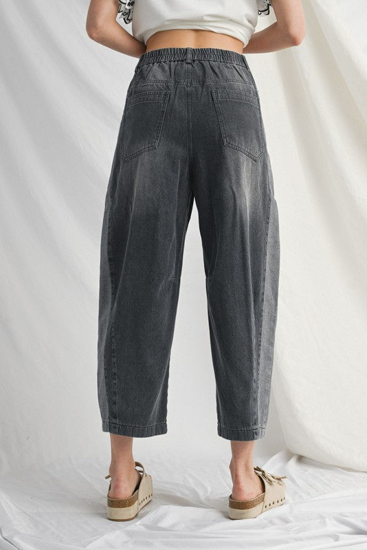 Washed Denim Harem Pants