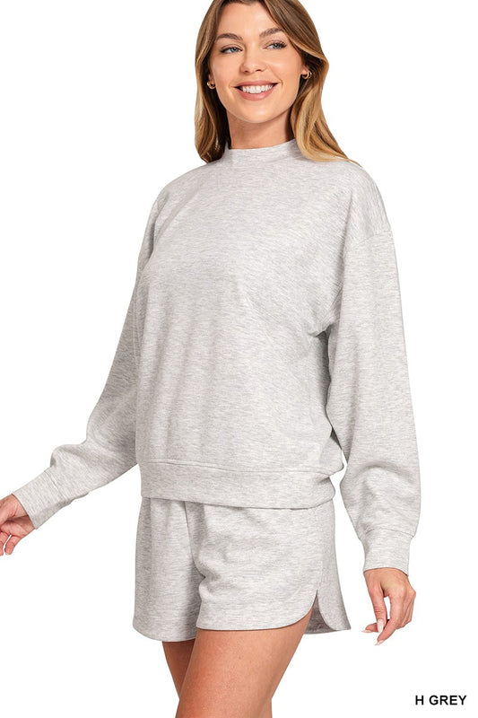 Scuba Pullover & Short Set-Heather Grey