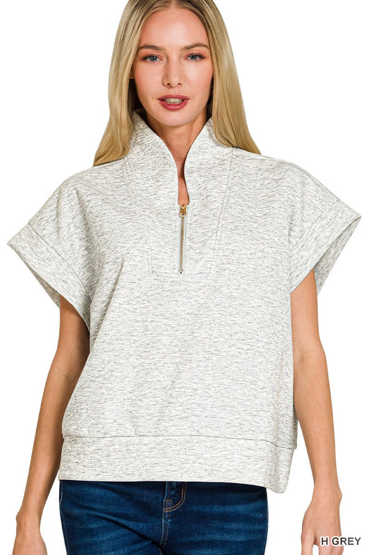 Scuba High Neck, Half-Zip Vest-H Grey