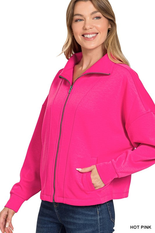 Scuba Full Zip Jacket - Hot Pink