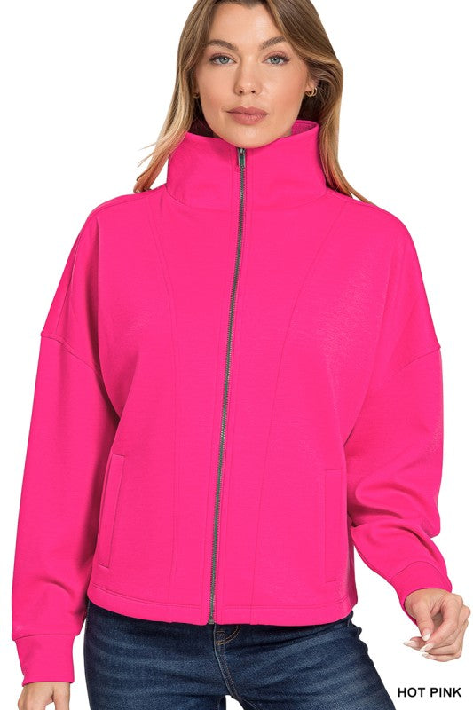 Scuba Full Zip Jacket - Hot Pink