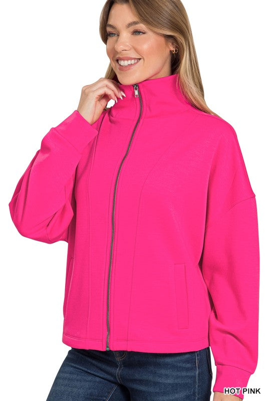Scuba Full Zip Jacket - Hot Pink
