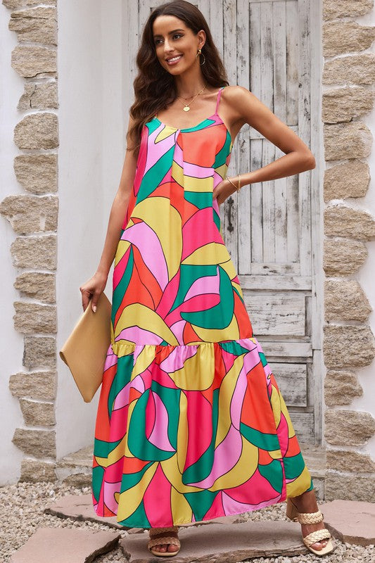 FINAL SALE Geometric Print Maxi Dress