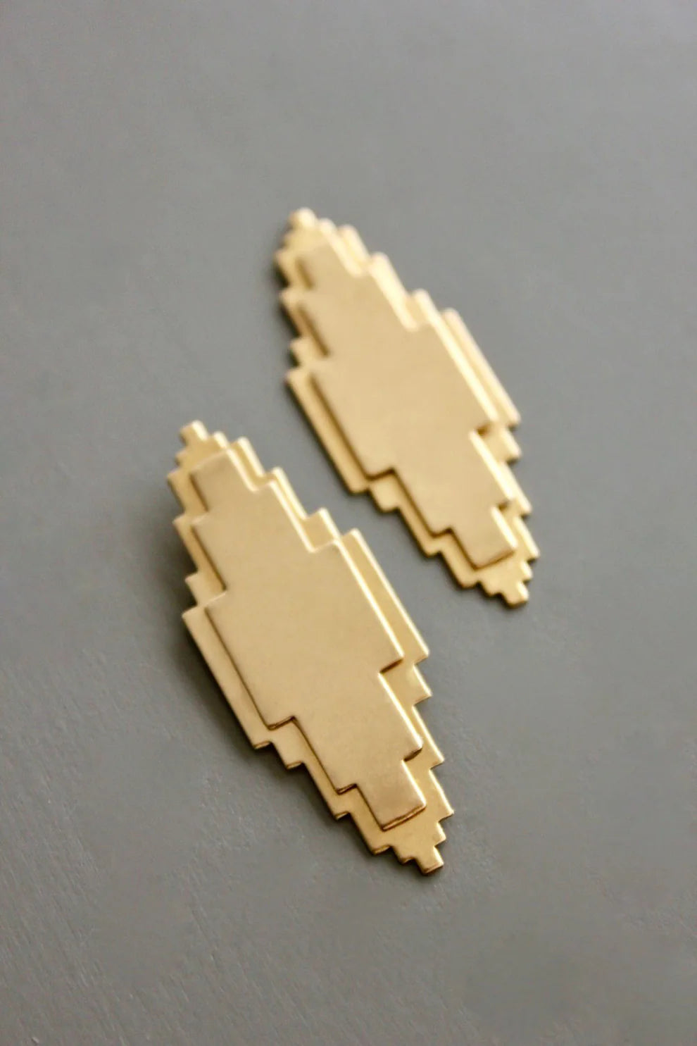 David Aubrey- Geometric Brass Post Earrings