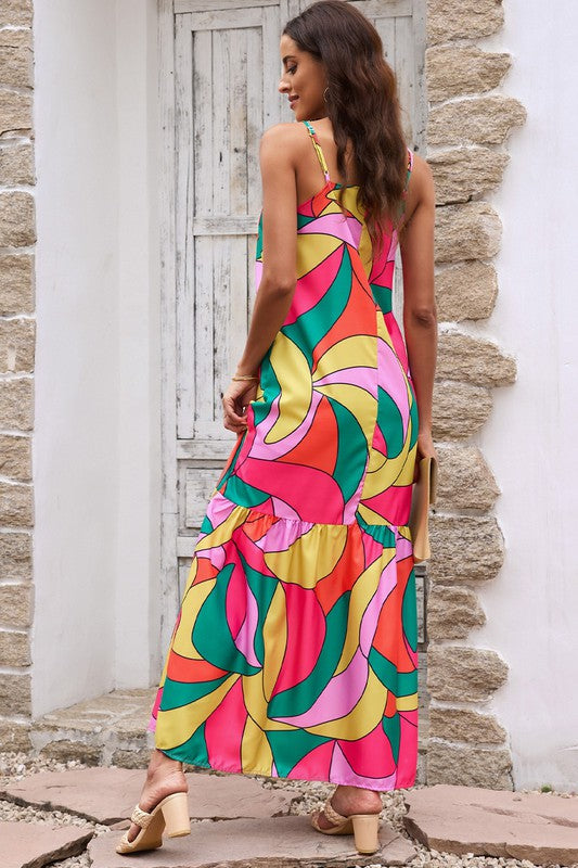 FINAL SALE Geometric Print Maxi Dress