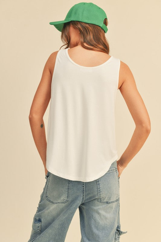 FINAL SALE Round Neck Tank Top In Ivory