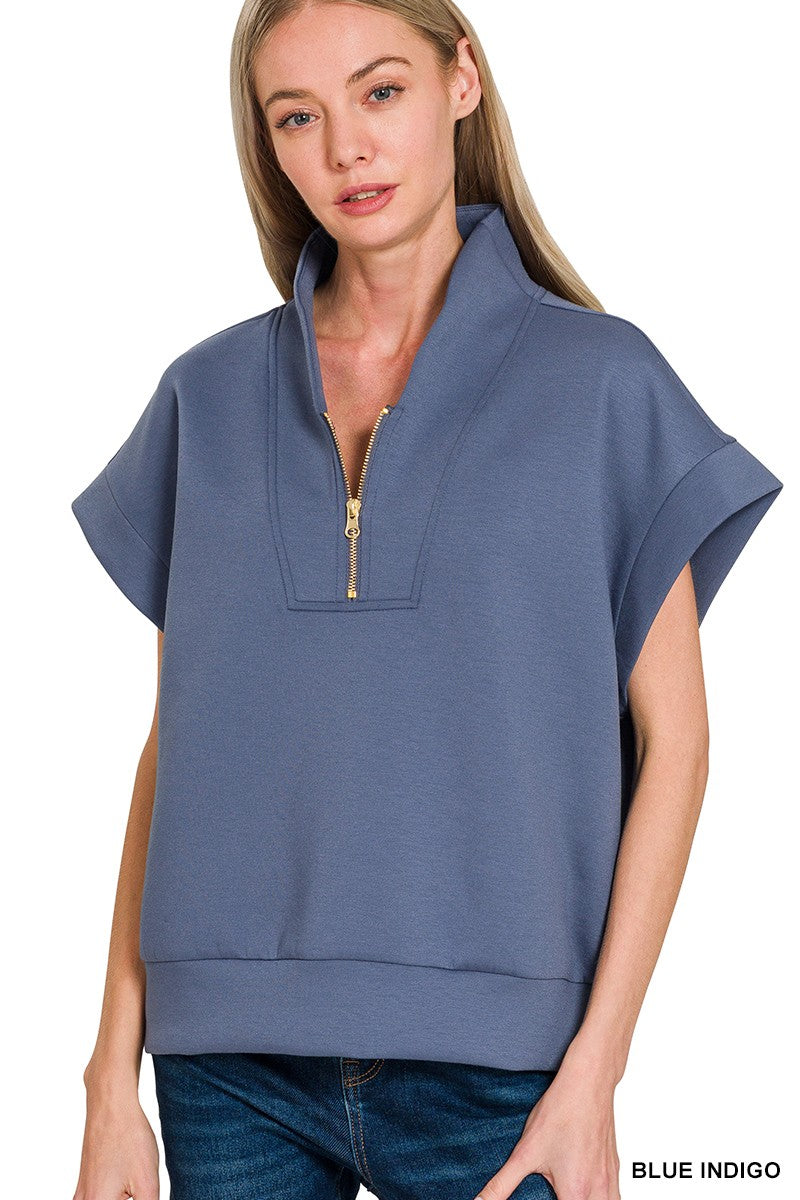 Scuba High Neck, Half-Zip Vest-Blue Indigo