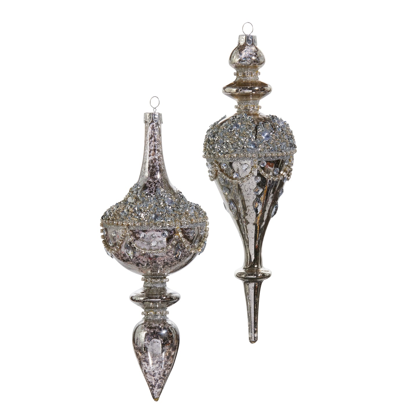 Elegant Jeweled Mercury Ornaments-Spindle, Finial