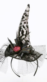 Animal Print Witch Hat Headband-Silver/Black