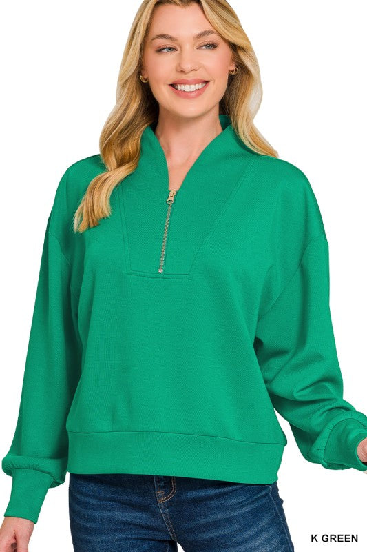 Butterfly Collar Pullover-Kelly Green
