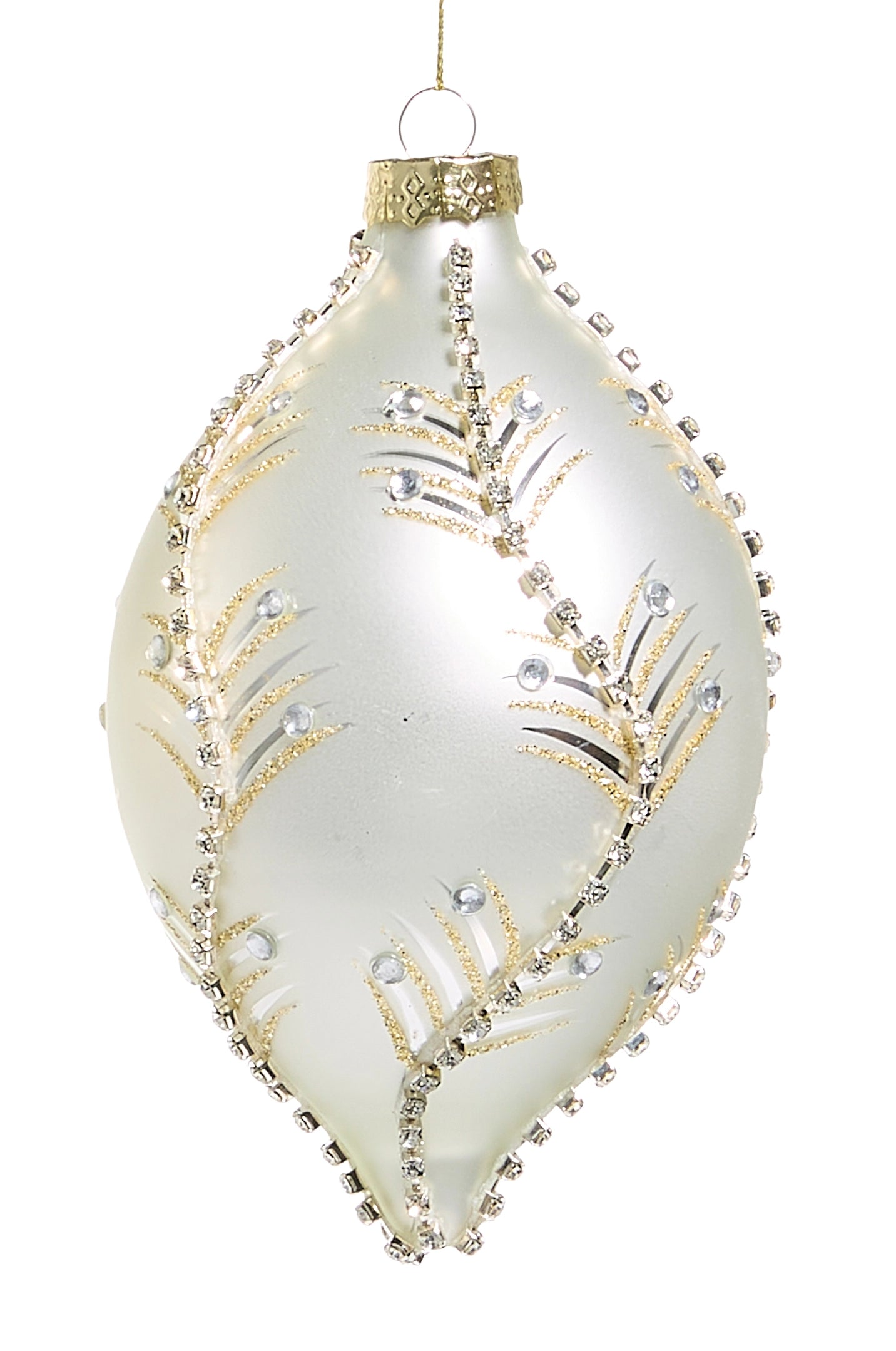 White/Gold Leaf Ornaments- Round, Finial