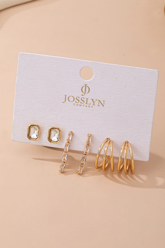 Crystal Trio Huggie Hoops Set
