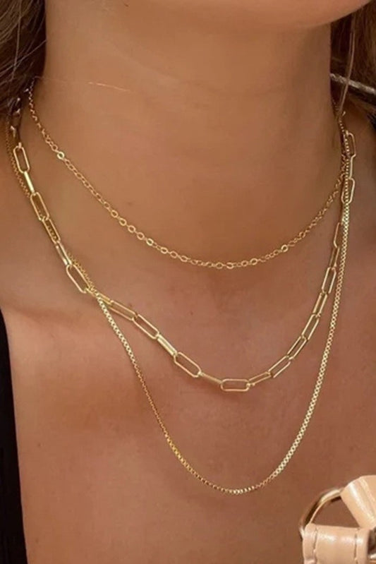 Link & Box Chain Layer Necklace