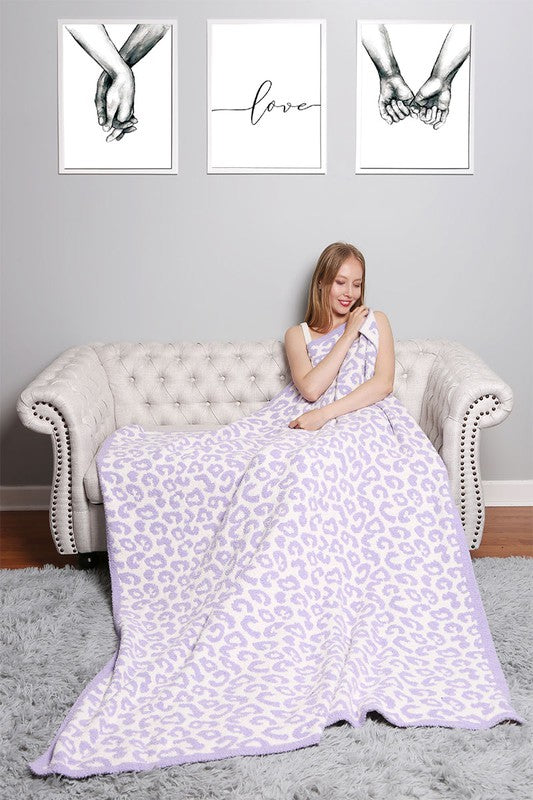 Leopard Print Luxe Throw-Lavender