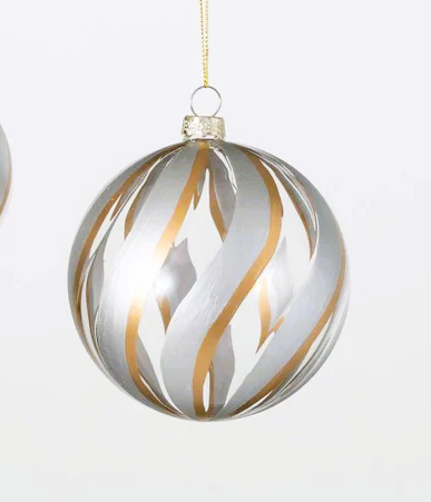 Silver Gold Striped Ornament