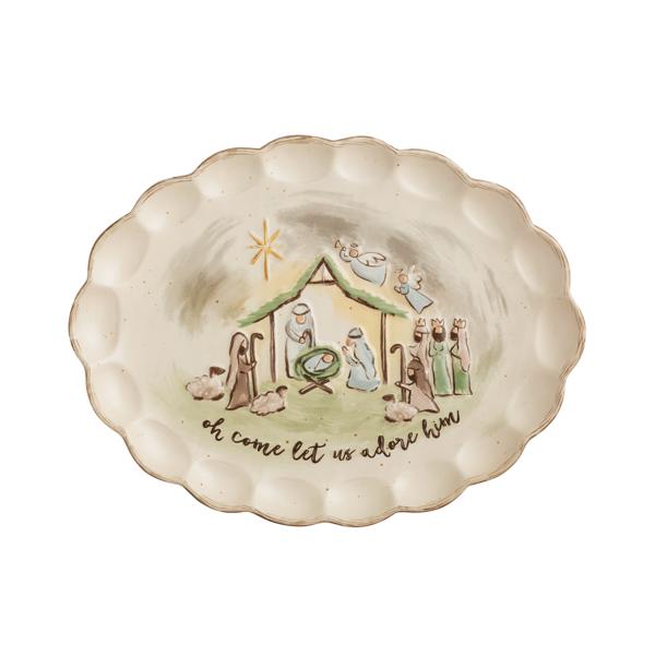 Scalloped Nativity Platter