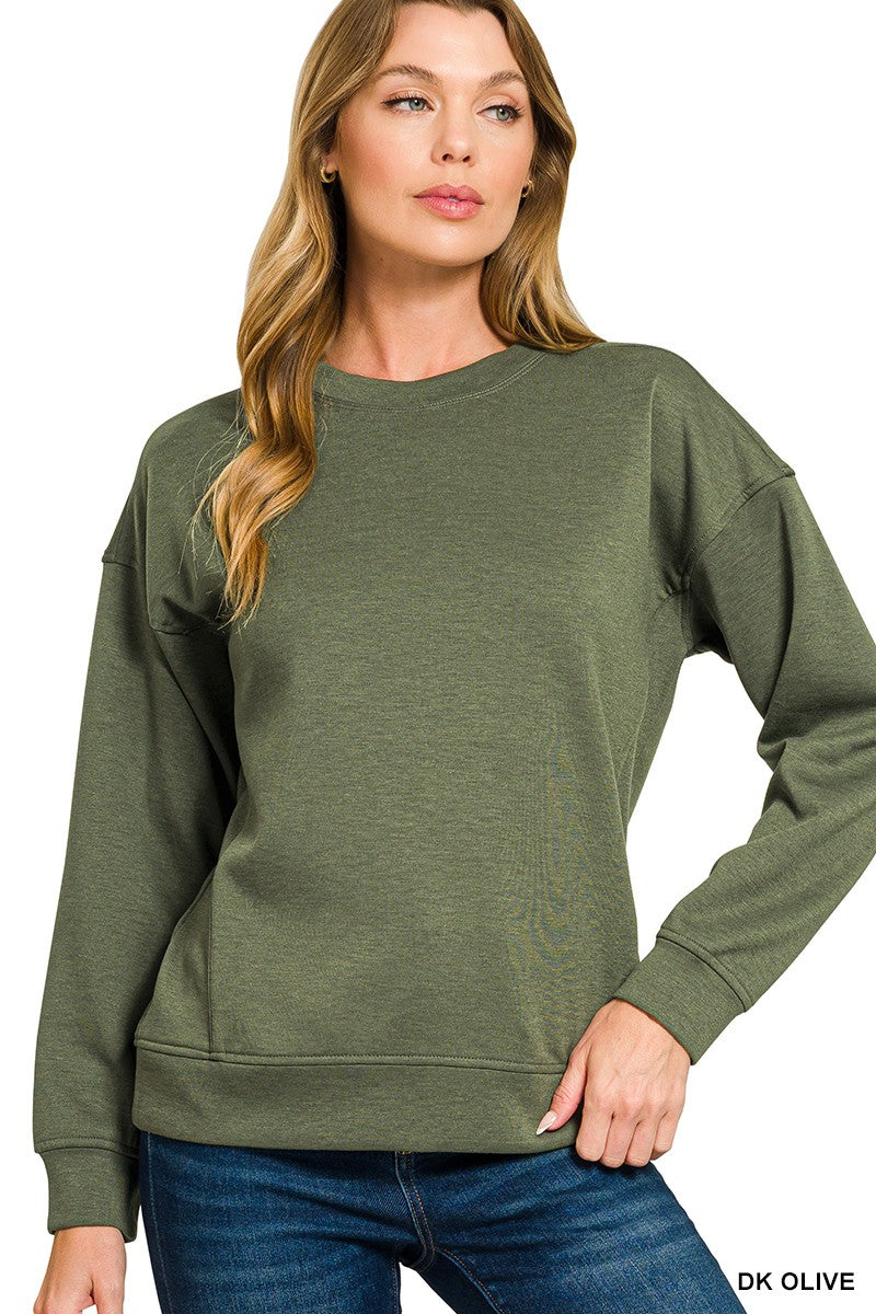 Round- Neck Sweatshirt- DK Olive