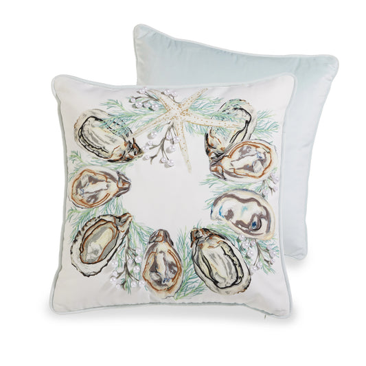 Seascape Oyster Wreath Pillow