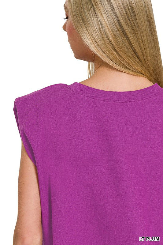 French Terry Sleeveless Top & Shorts Set - Plum