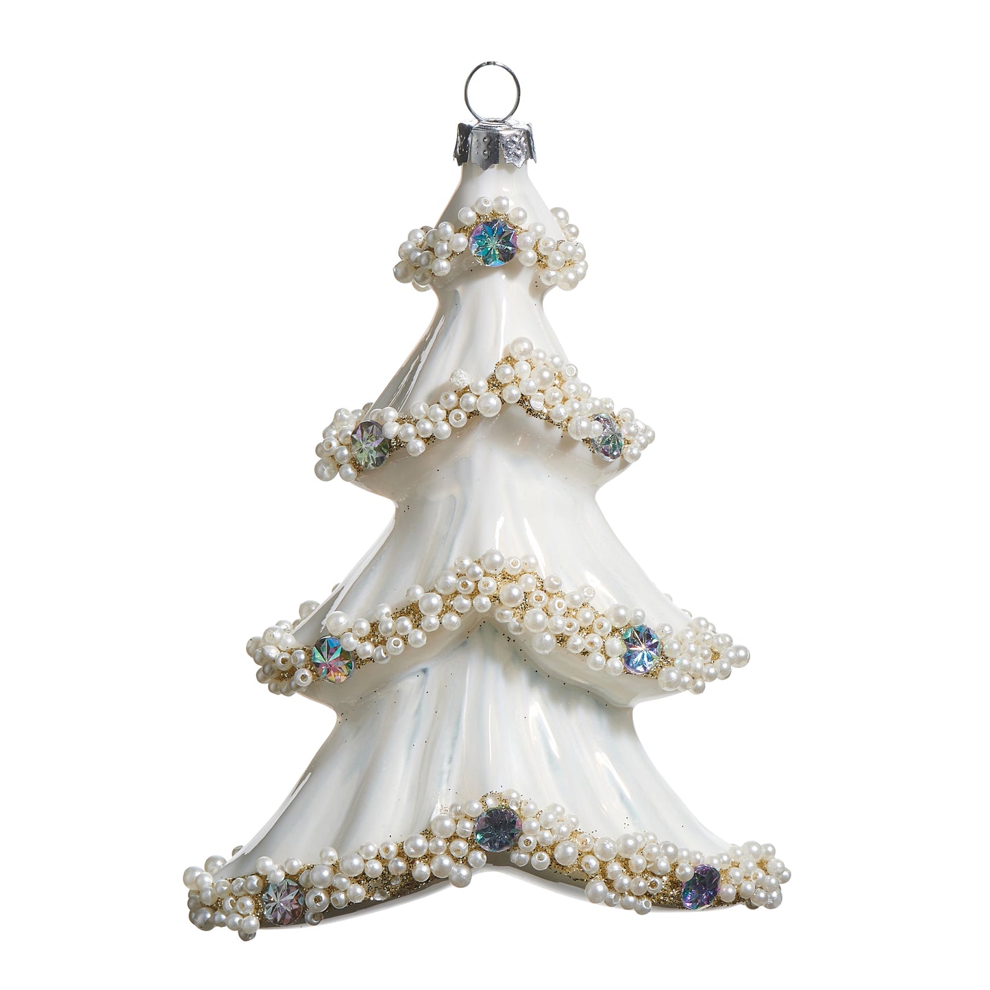 Pearl Trimmed Xmas Tree Ornament