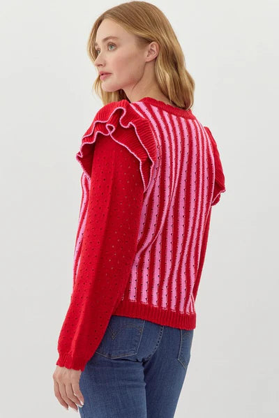 FINAL SALE Pegboard Textured Striped Sweater