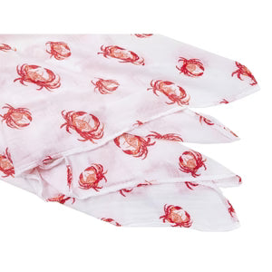 Little Hometown Baby, Muslin Swaddle Blanket-Pink Crab