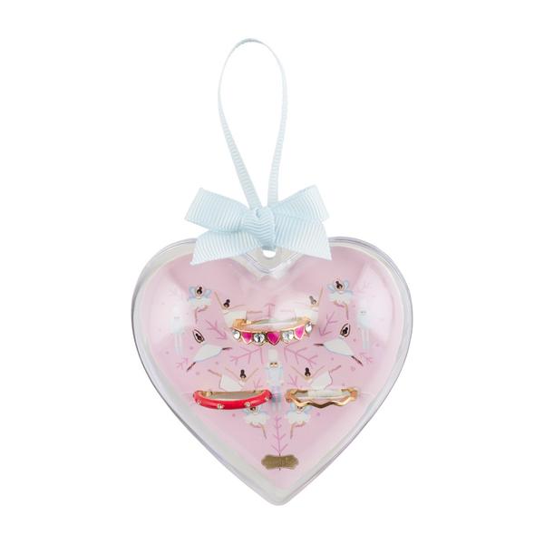 Ballerina Heart Ornament w/Rings- Pink