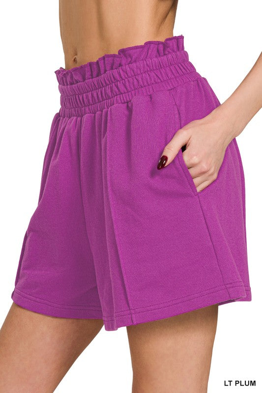 French Terry Sleeveless Top & Shorts Set - Plum