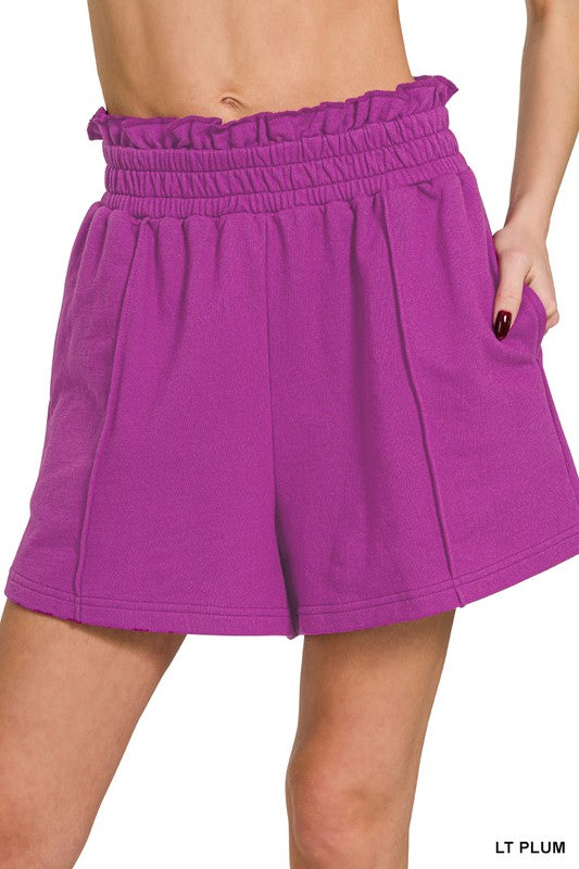 French Terry Sleeveless Top & Shorts Set - Plum