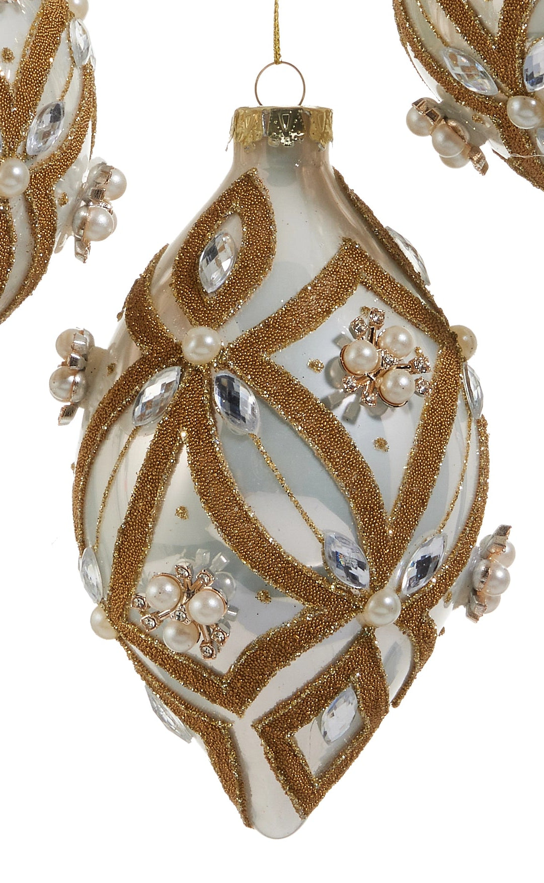 Pearl & Jewel Embellished Ornaments- Ball, Finial, Onion