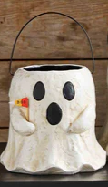 Paper Mache Ghost Treat Buckets