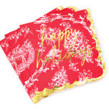 Paper Beverage Napkins-Red Toile