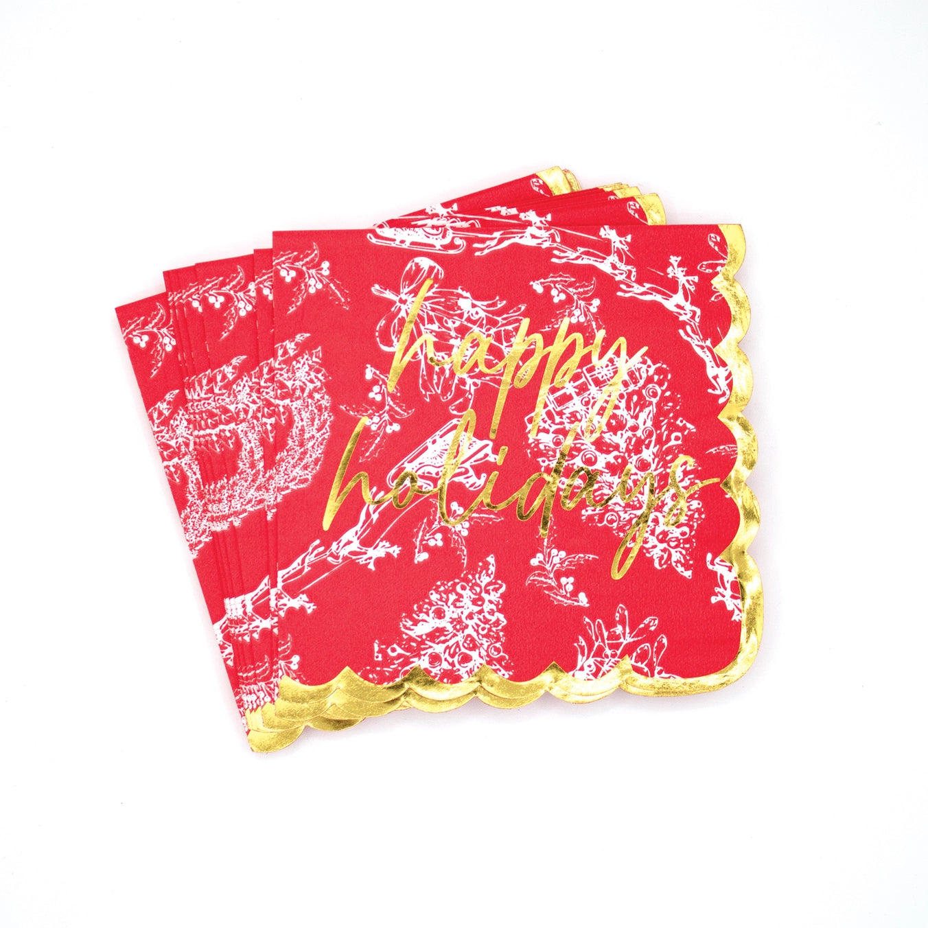 Paper Beverage Napkins-Red Toile