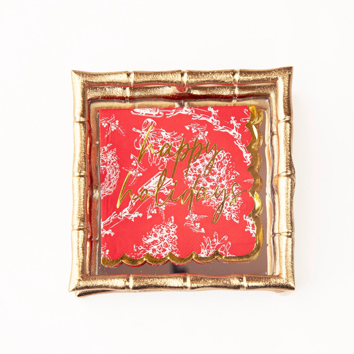 Paper Beverage Napkins-Red Toile