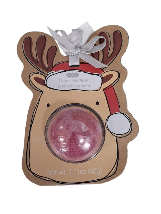 Reindeer Bath Bomb Ornament-Poinsettia