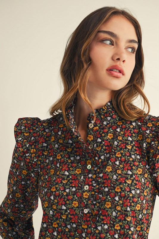 Ruffle Accent Floral Top