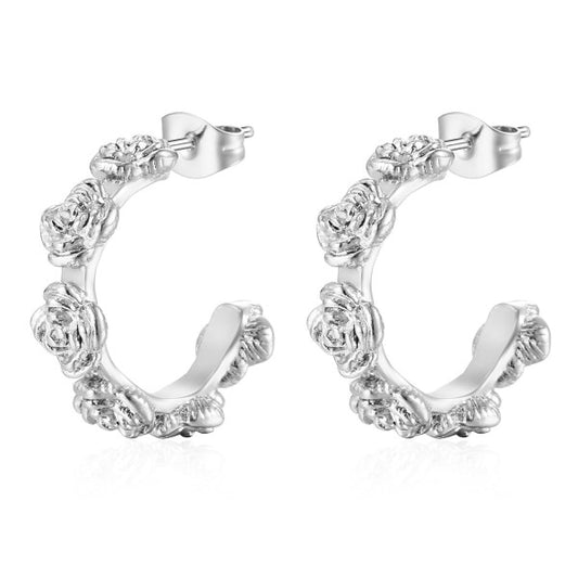 Sabrina Rose Huggie Hoops-Silver