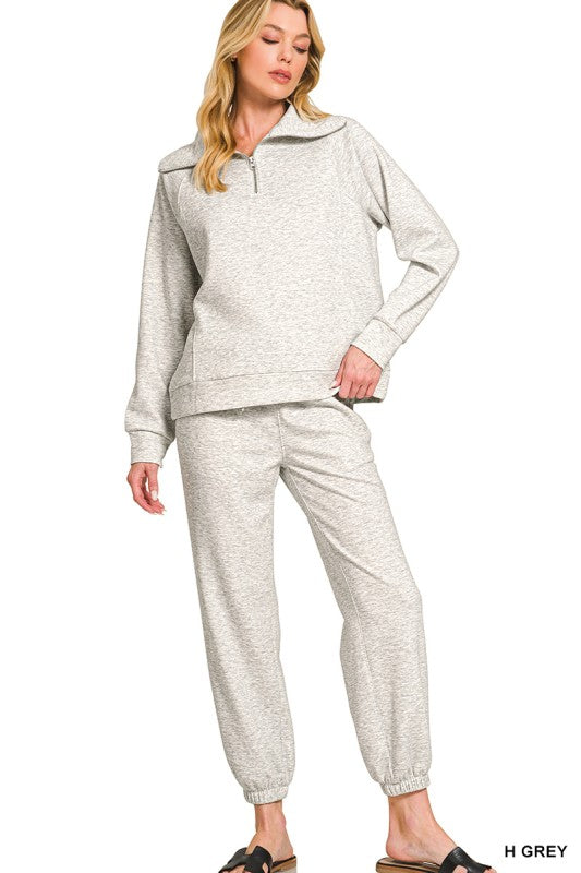 High Collard Sweatshirt & Jogger Set- H Gray