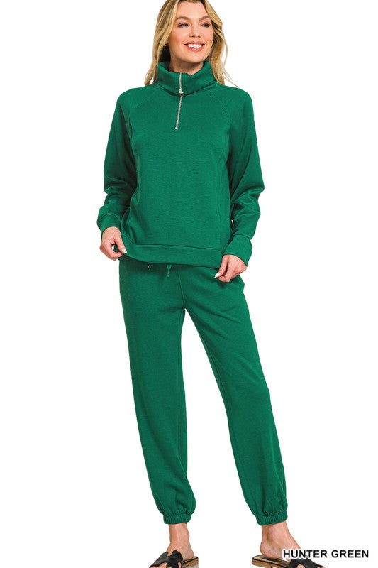 High Collard Sweatshirt & Jogger Set- H Green