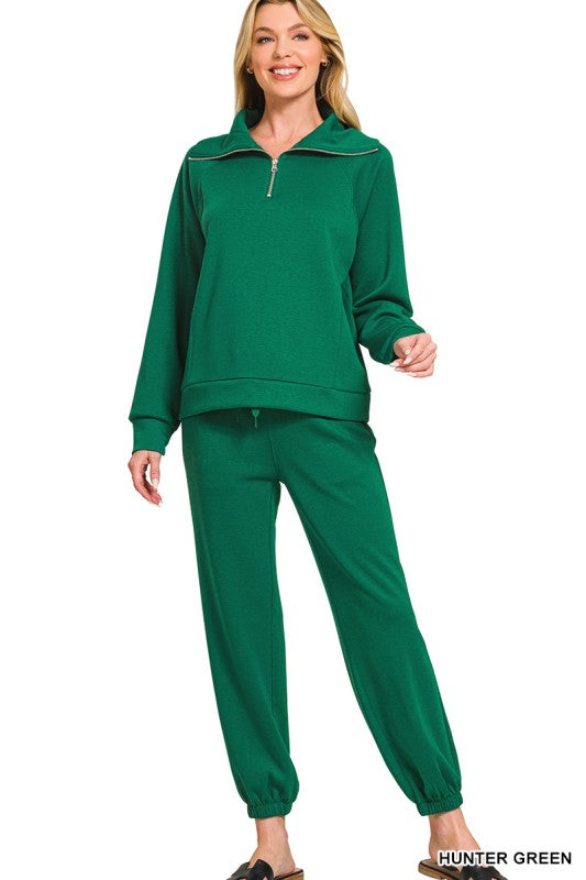 High Collard Sweatshirt & Jogger Set- H Green