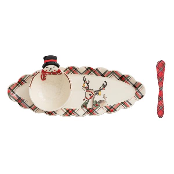 Tartan Christmas Tidbit & Tray Set
