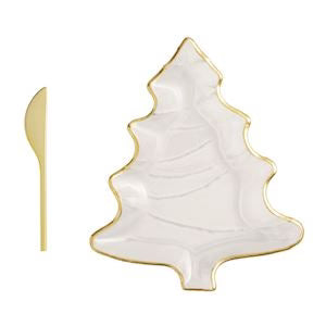 Christmas Tree Cheese Plate w/Spreader Set