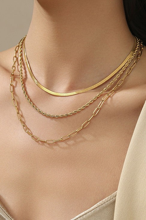 Triple Layer Link/Herringbone/Rope Chain