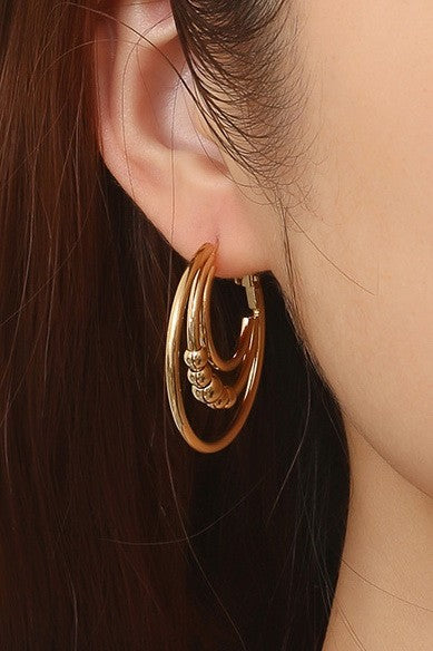 Triple Layer Huggie Hoop