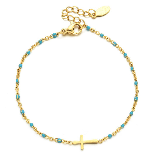 Beaded Cross Bracelet-Turquoise