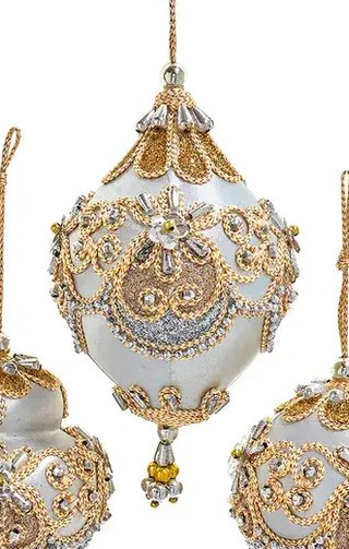 Elegant-Beaded, Gold/Silver Ornaments- BALL, DOME, FINIAL