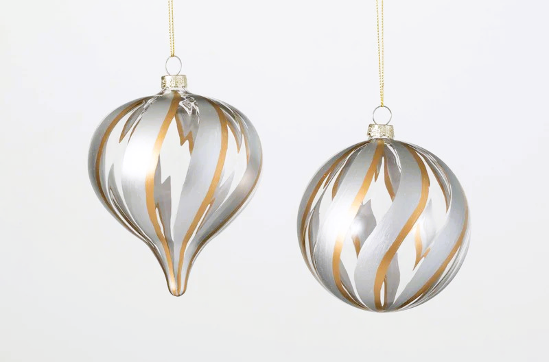 Silver Gold Striped Ornament