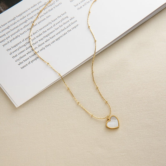 White Heart Pendant Necklace