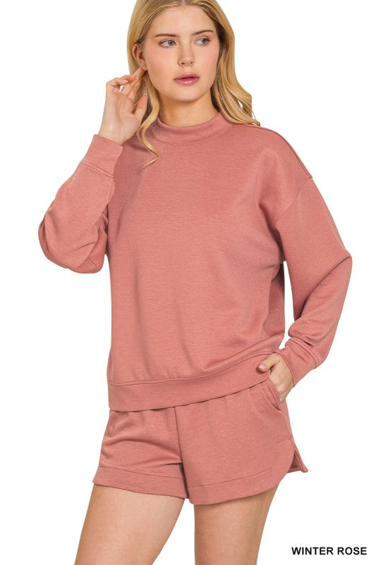 Scuba Pullover & Short Set-Winter Rose